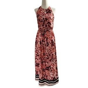 H&M Women Size 2 Maxi Dress Colorful Animal Print Summer Party Casual 18-681